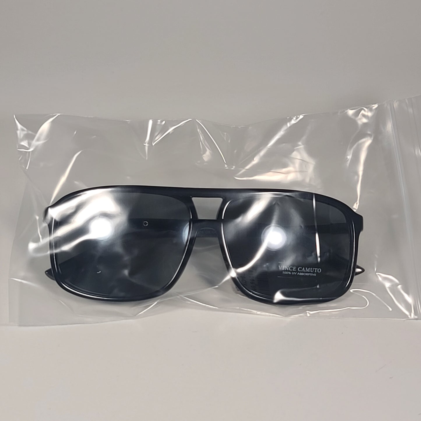 Vince Camuto Navigator Sunglasses Shiny Black Frame Gray Green Lens VM676 OX - Sunglasses