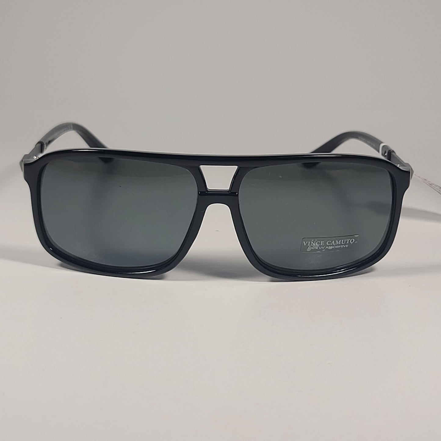 Vince Camuto Navigator Sunglasses Shiny Black Frame Gray Green Lens VM676 OX - Sunglasses