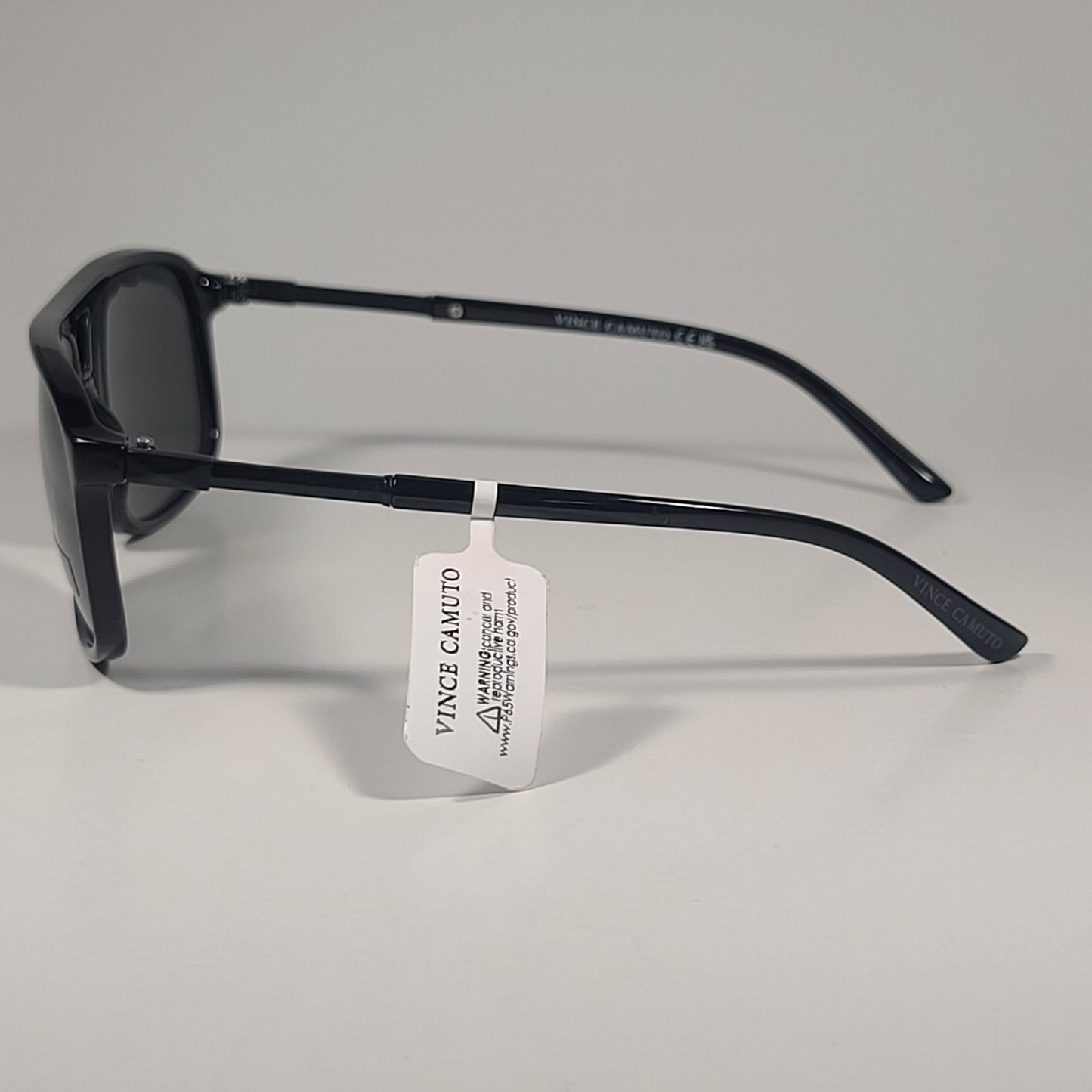 Vince Camuto Navigator Sunglasses Shiny Black Frame Gray Green Lens VM676 OX - Sunglasses