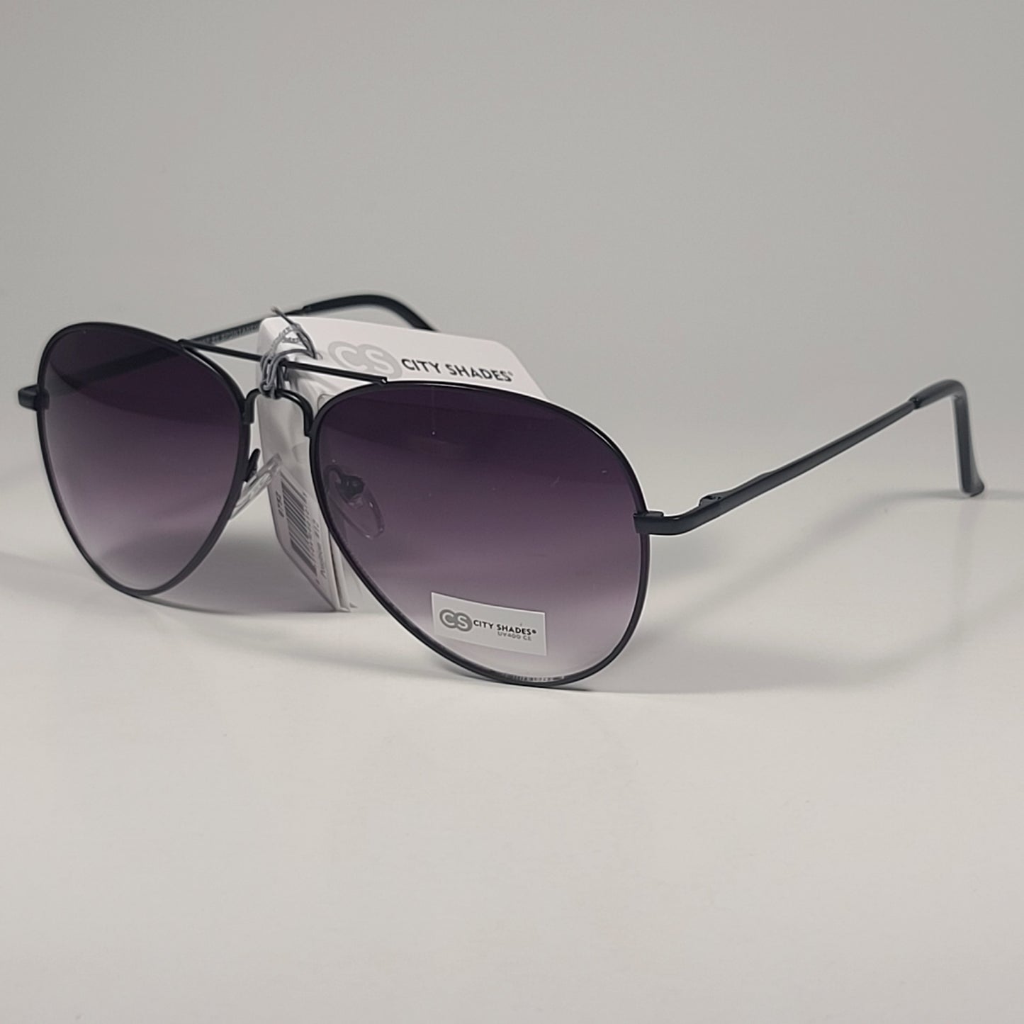 City Shades 6752 Pilot Sunglasses Matte Black Frame Smoke Gray Gradient Lens - Sunglasses