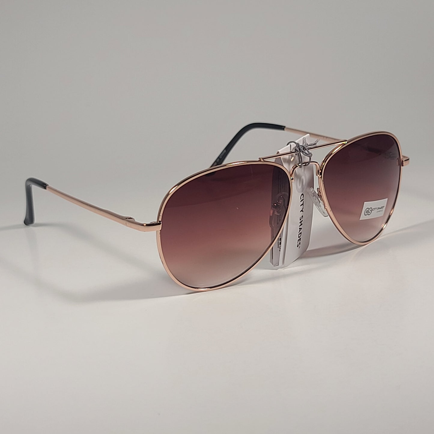City Shades 6752 Pilot Sunglasses Gold Tone Metal Frame Brown Gradient Lens - Sunglasses