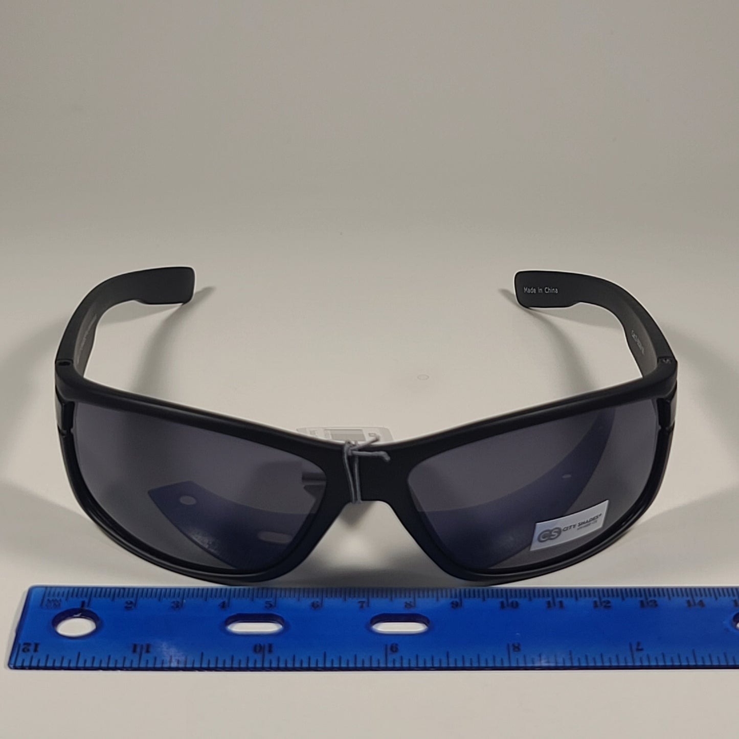 City Shades 6329 Sport Wrap Sunglasses Shiny Black Frame Gray Tinted Lens - Sunglasses