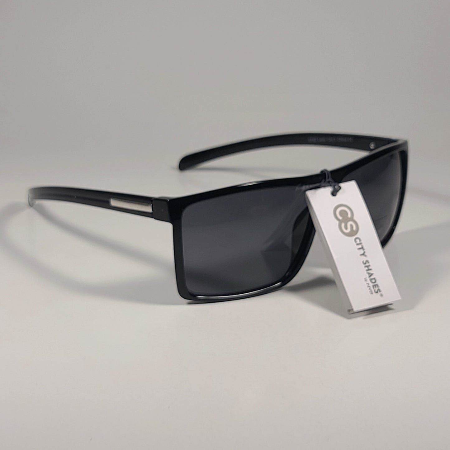 City Shades 6182 Square Sport Sunglasses Black Plastic Frame Gray Tinted Lens - Sunglasses