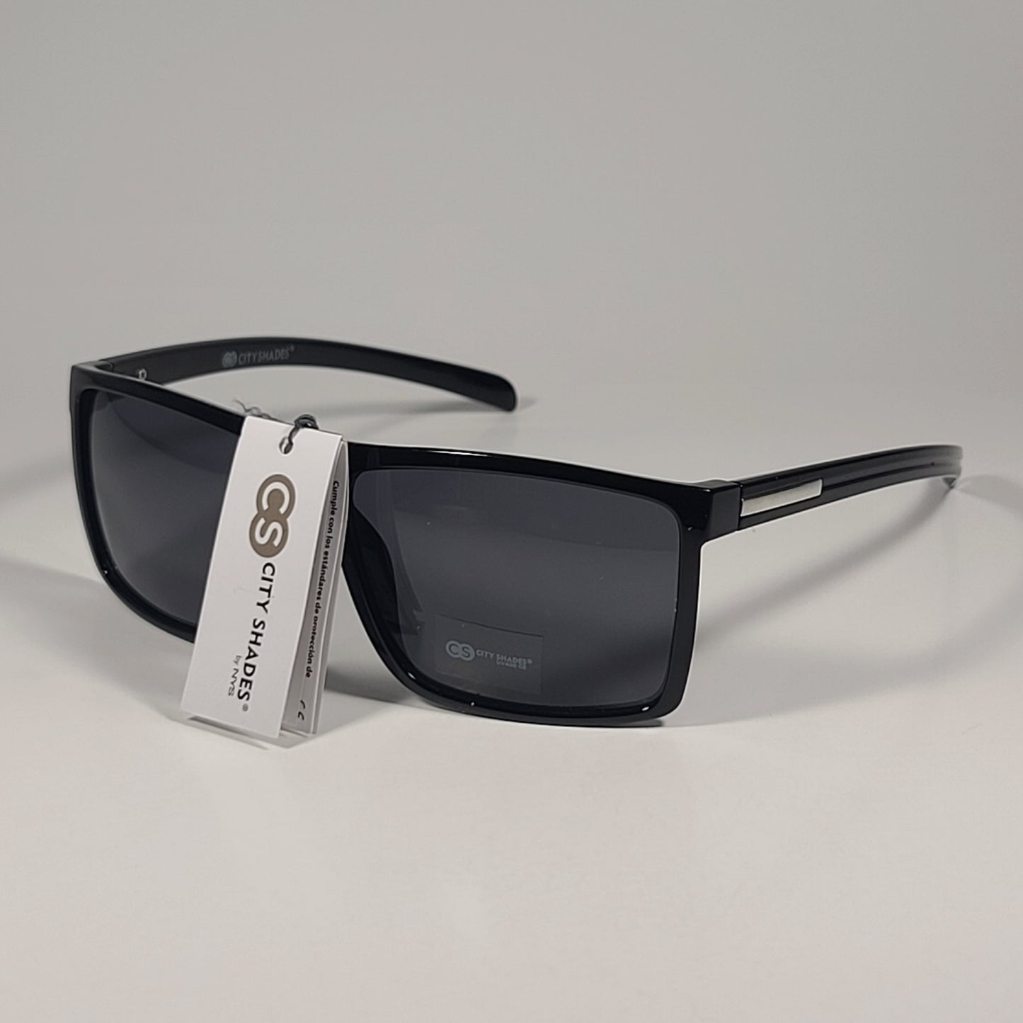 City Shades 6182 Square Sport Sunglasses Black Plastic Frame Gray Tinted Lens - Sunglasses