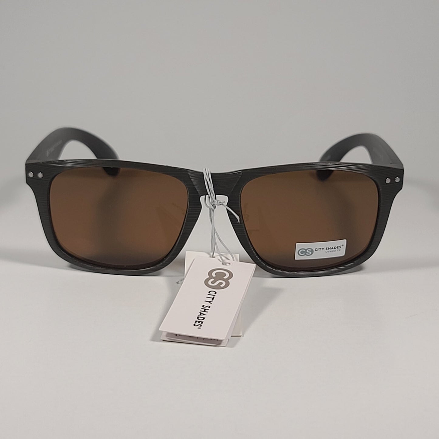 City Shades 6713 Square Sunglasses Brown Frame Brown Tinted Lens 55mm - Sunglasses