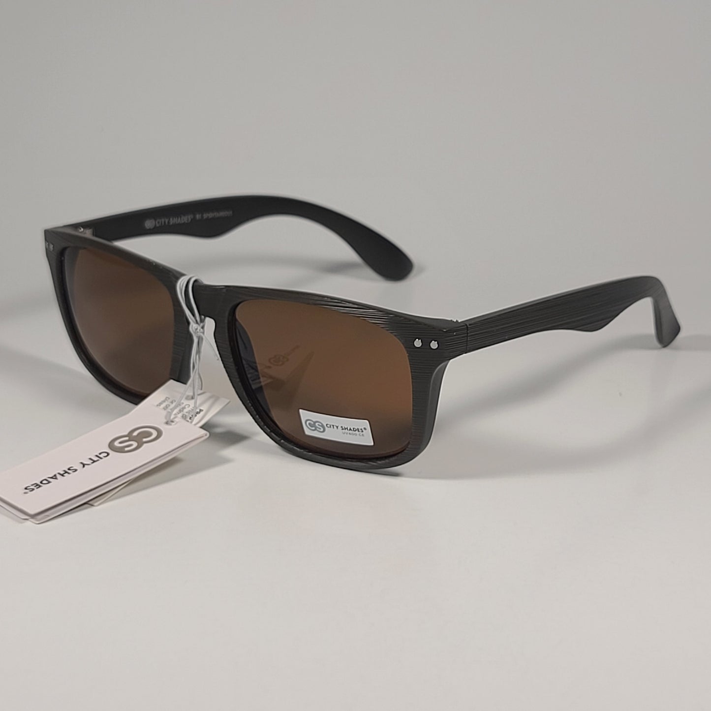 City Shades 6713 Square Sunglasses Brown Frame Brown Tinted Lens 55mm - Sunglasses