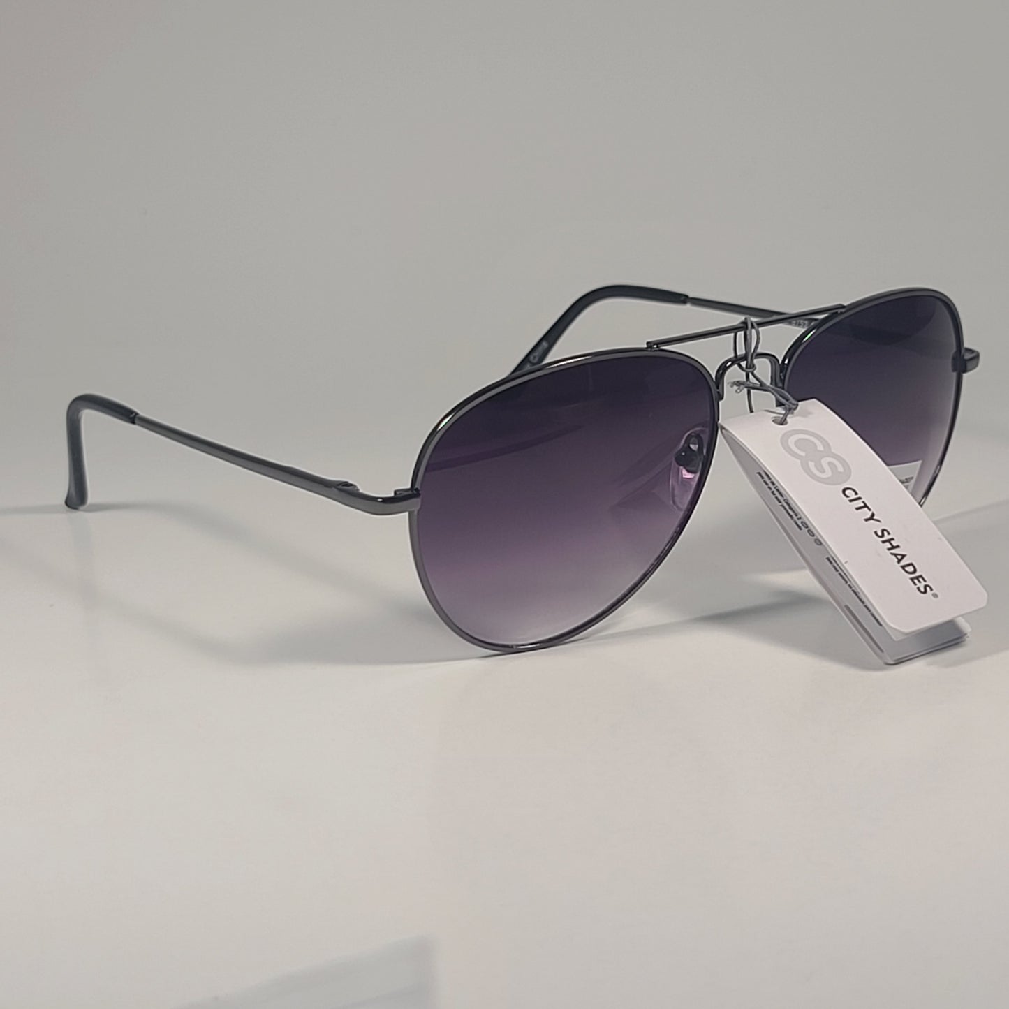 City Shades 6752 Pilot Sunglasses Gunmetal Frame Smoke Gray Gradient Lens - Sunglasses