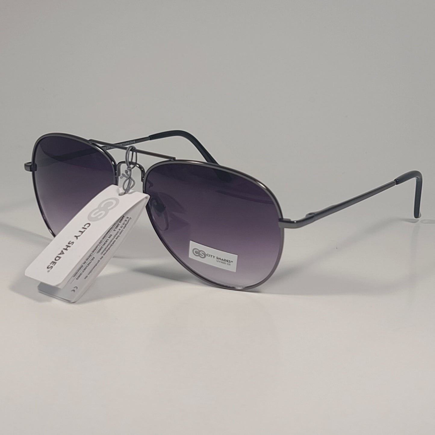 City Shades 6752 Pilot Sunglasses Gunmetal Frame Smoke Gray Gradient Lens - Sunglasses