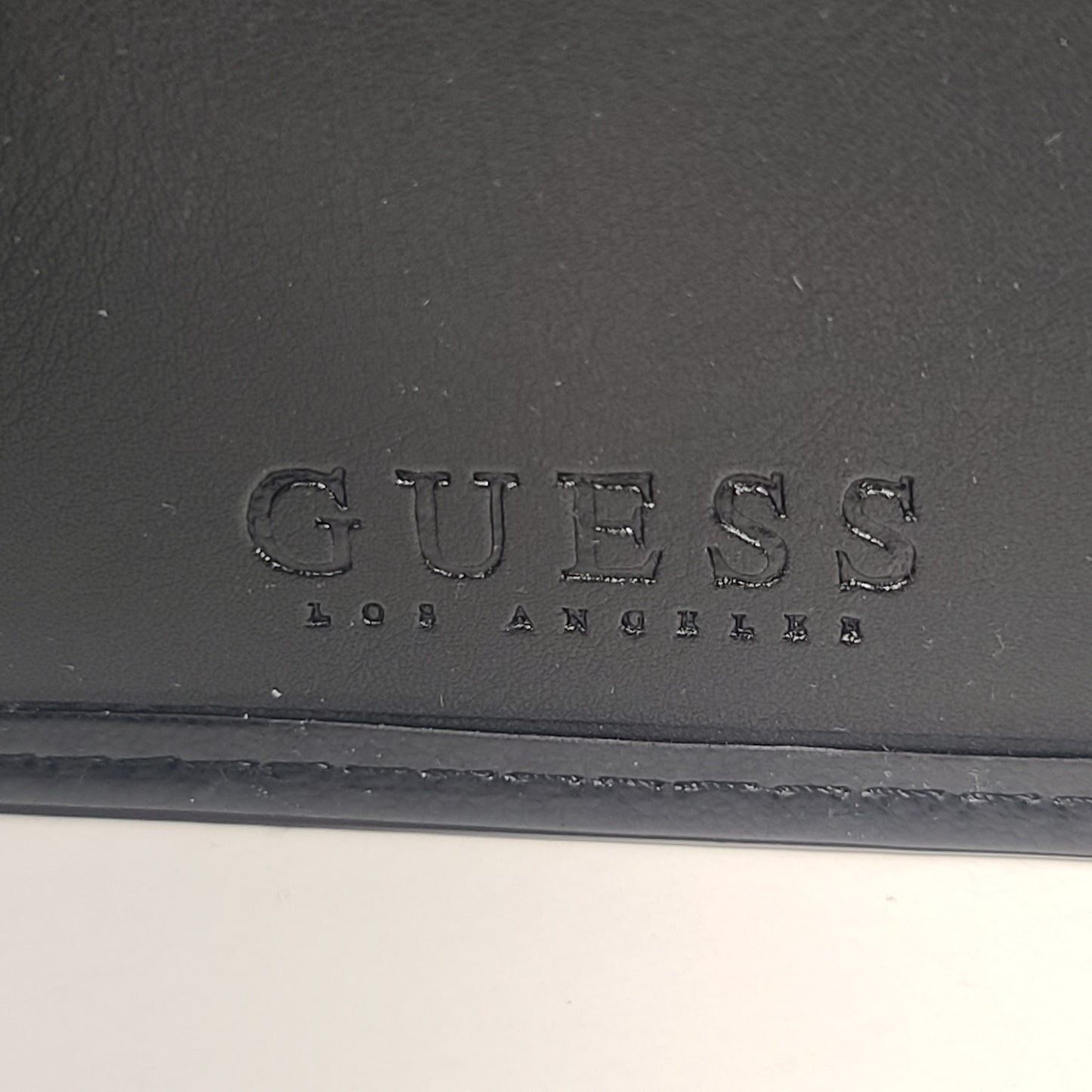 Guess Los Angeles Men’s Bifold Wallet Faux Black Red Stitching Logo 31GO130040 - Wallets