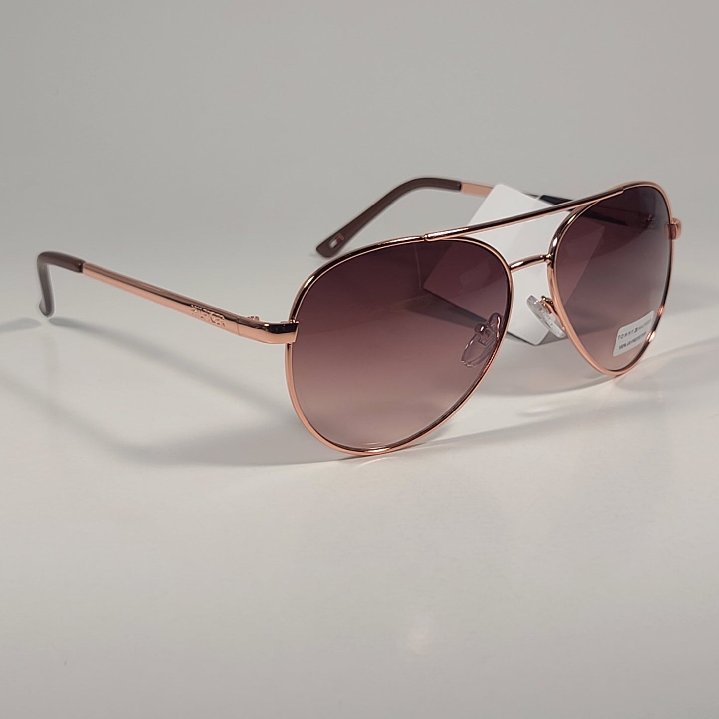 Tommy Hilfiger WM OL627 Aviator Sunglasses Rose Gold Frame Brown Gradient Lens - Sunglasses