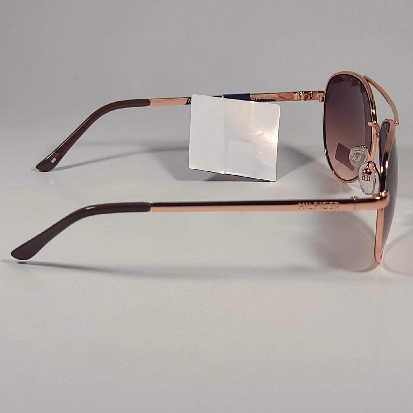 Tommy Hilfiger WM OL627 Aviator Sunglasses Rose Gold Frame Brown Gradient Lens - Sunglasses