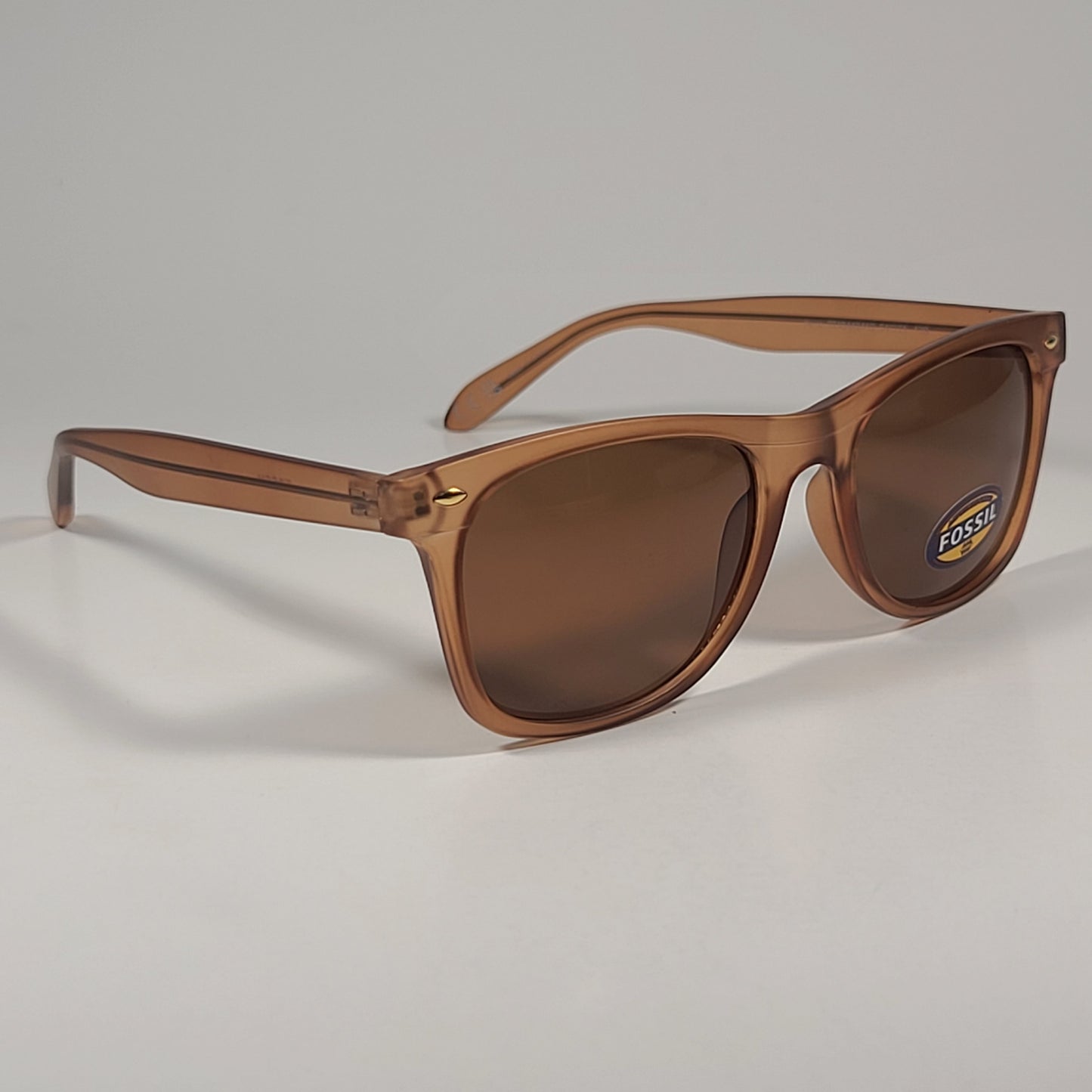 Fossil FM150 Men’s Square Sunglasses Orange Crystal Frame Brown Lens 54mm - Sunglasses