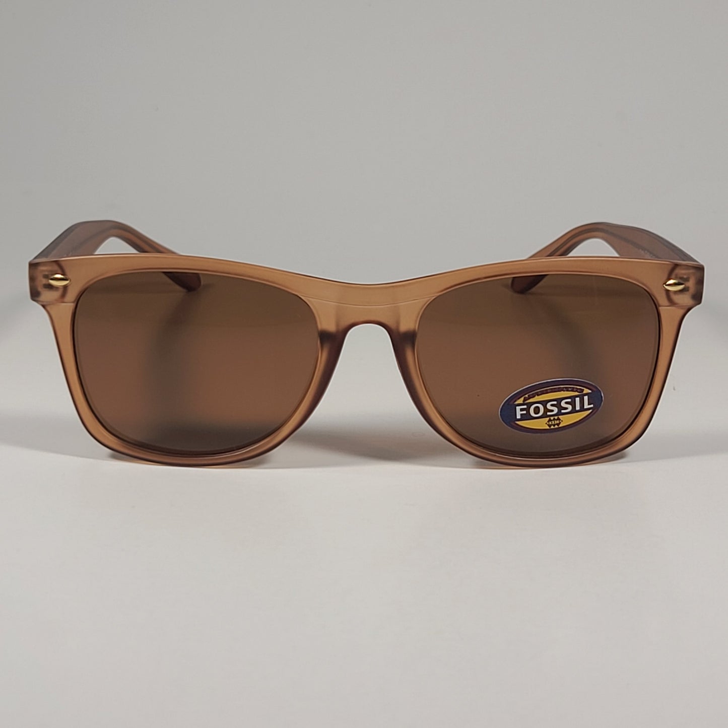 Fossil FM150 Men’s Square Sunglasses Orange Crystal Frame Brown Lens 54mm - Sunglasses