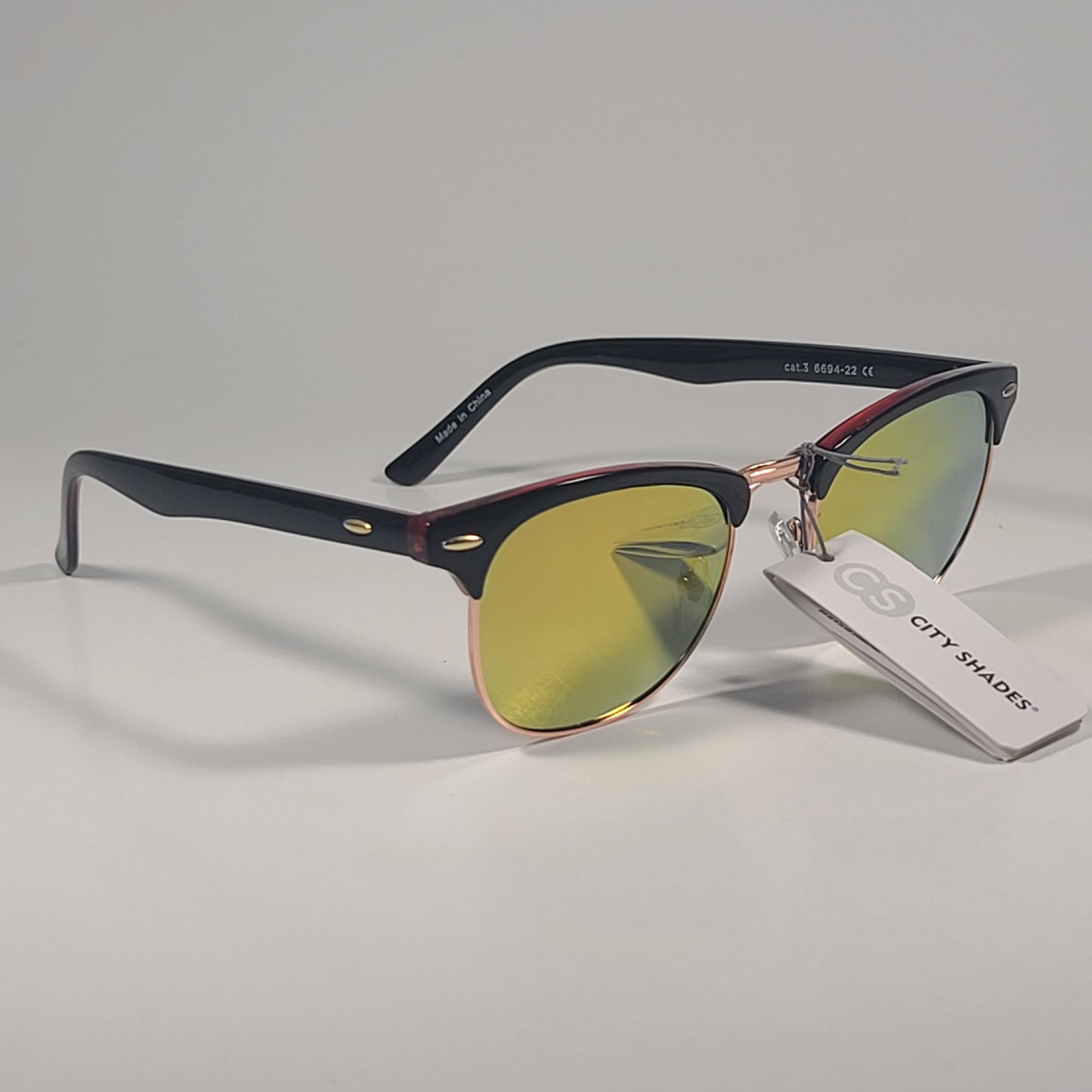 City Shades 6694-22 Club Sunglasses Tortoise Gold Frame Orange Coral Mirror Lens - Sunglasses
