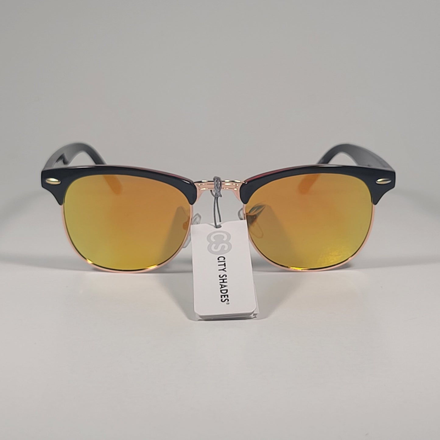 City Shades 6694-22 Club Sunglasses Tortoise Gold Frame Orange Coral Mirror Lens - Sunglasses