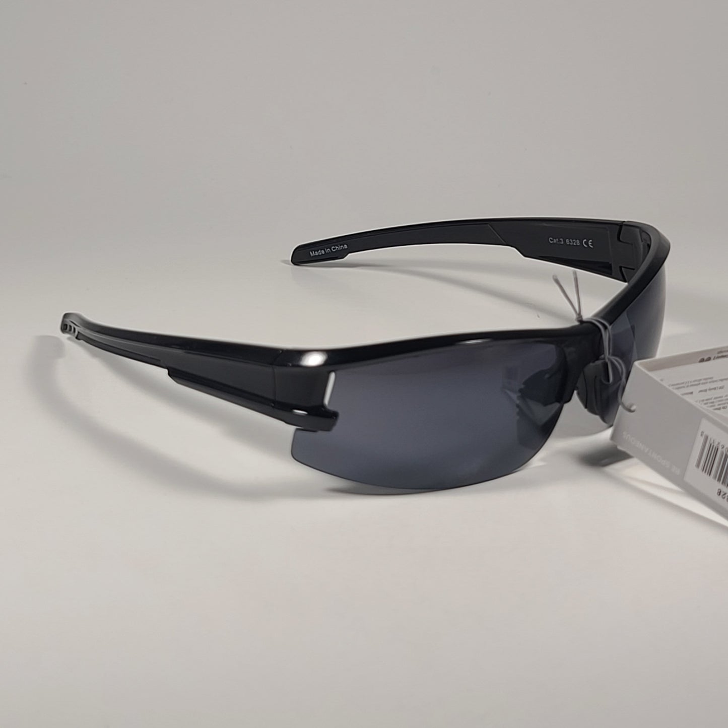 City Shades 6328 Sport Wrap Sunglasses Shiny Black Frame Gray Tinted Lens - Sunglasses