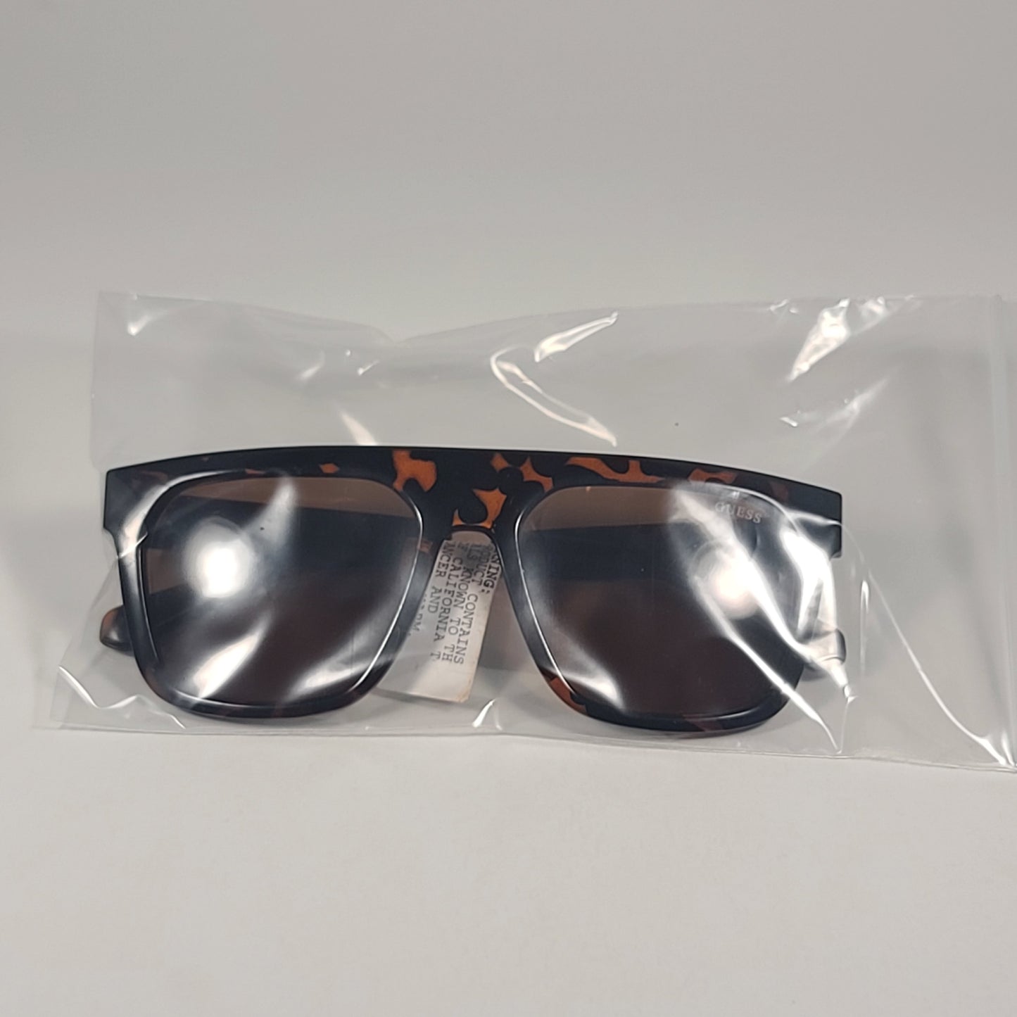Guess GO00068 52E Square Sunglasses Brown Tortoise Frame Brown Lens 55mm - Sunglasses