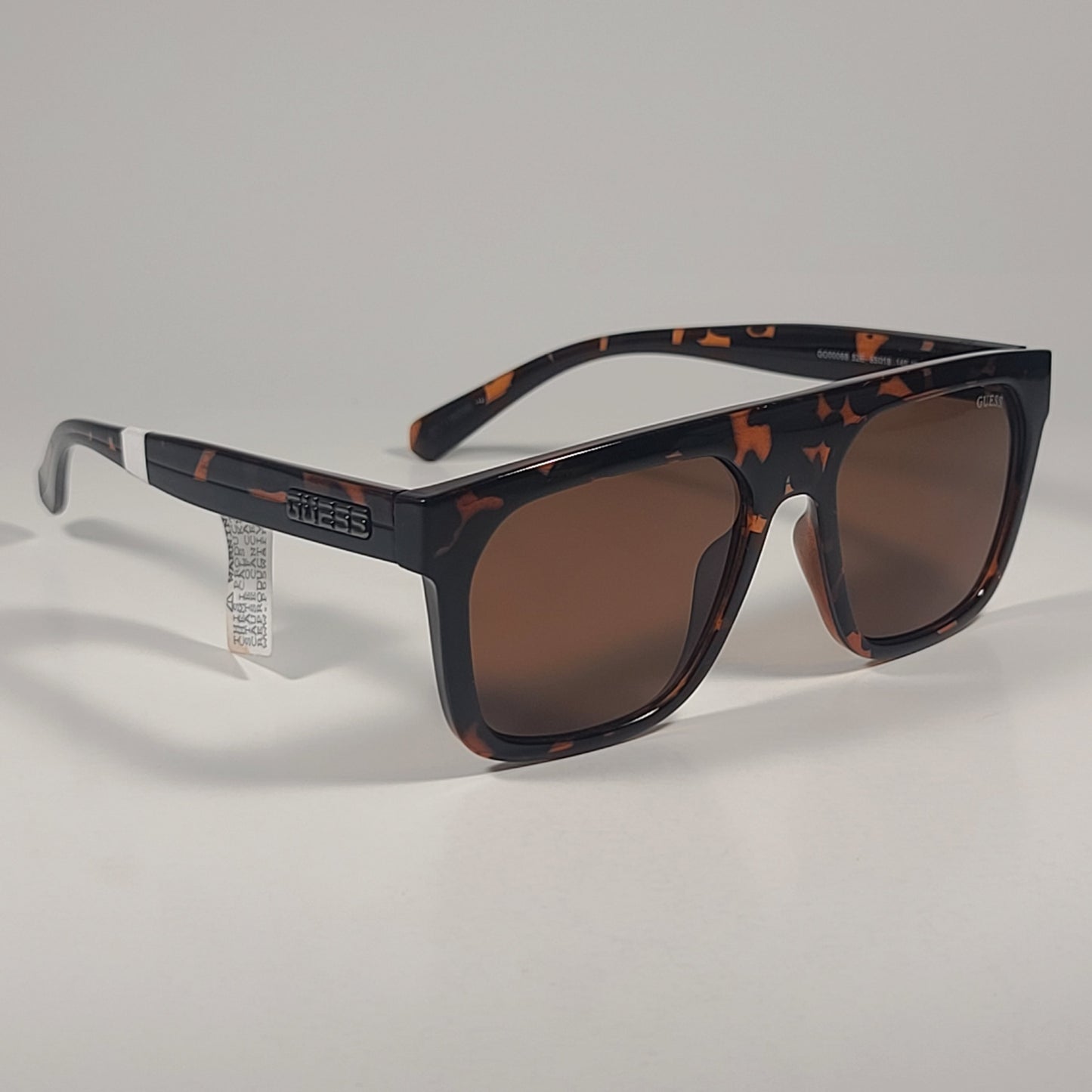 Guess GO00068 52E Square Sunglasses Brown Tortoise Frame Brown Lens 55mm - Sunglasses