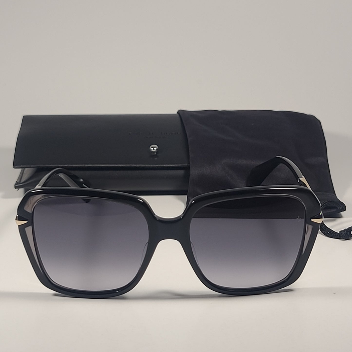 RAG & BONE RNB1059/G/S 807 9O Square Sunglasses Black Gold Gray Gradient Lens - Sunglasses