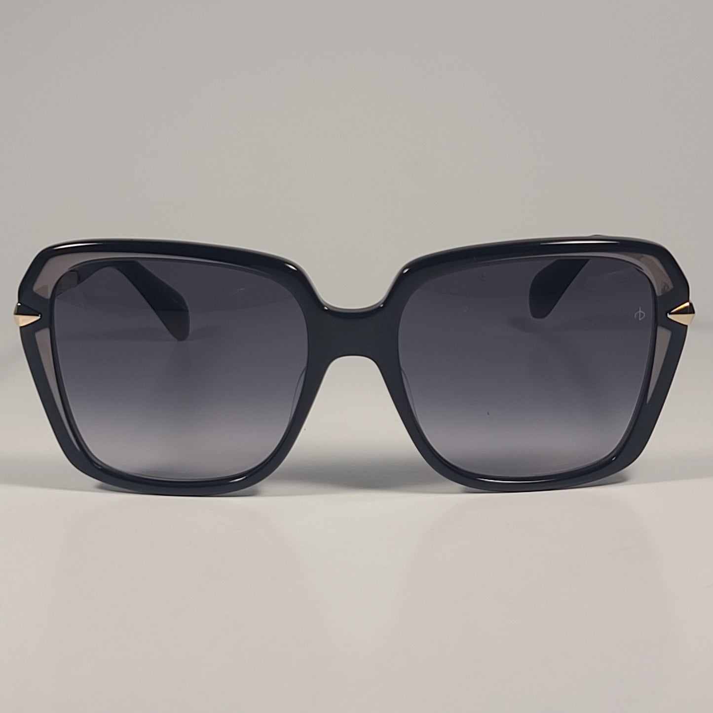 RAG & BONE RNB1059/G/S 807 9O Square Sunglasses Black Gold Gray Gradient Lens - Sunglasses