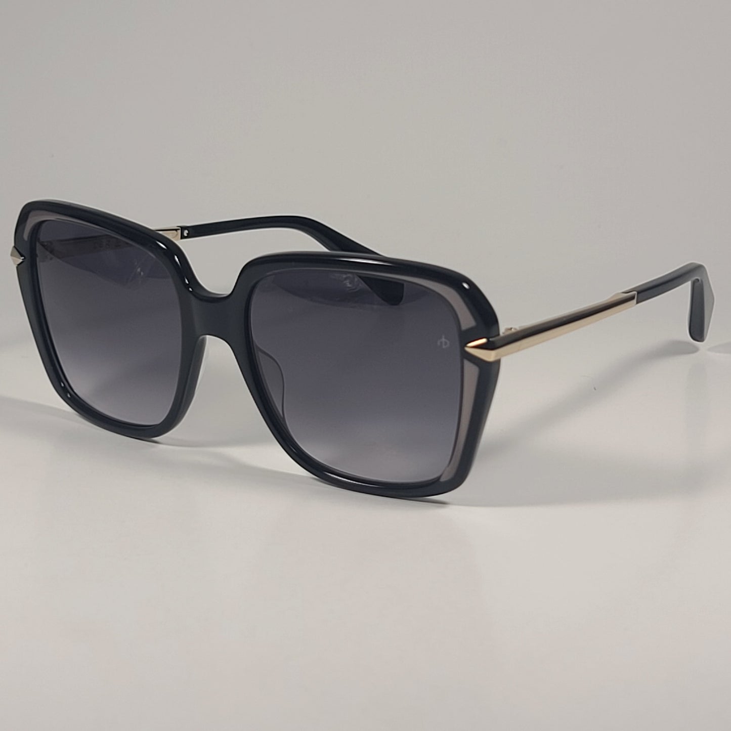 RAG & BONE RNB1059/G/S 807 9O Square Sunglasses Black Gold Gray Gradient Lens - Sunglasses