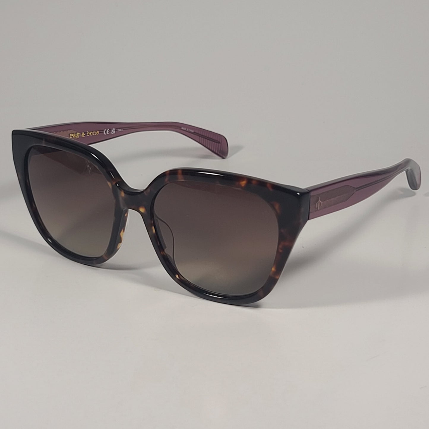RAG & BONE RNB1073/S 086 HA Square Sunglasses Havana Frame Brown Gradient Lens - Sunglasses