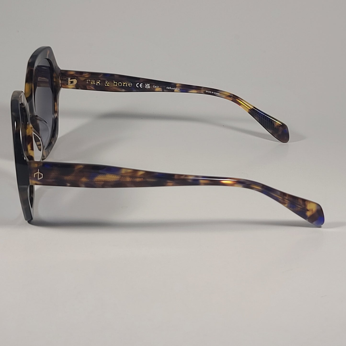 RAG & BONE RNB1078/S X8Q 9O Geometric Sunglasses Blue Havana Gray Gradient Lens - Sunglasses