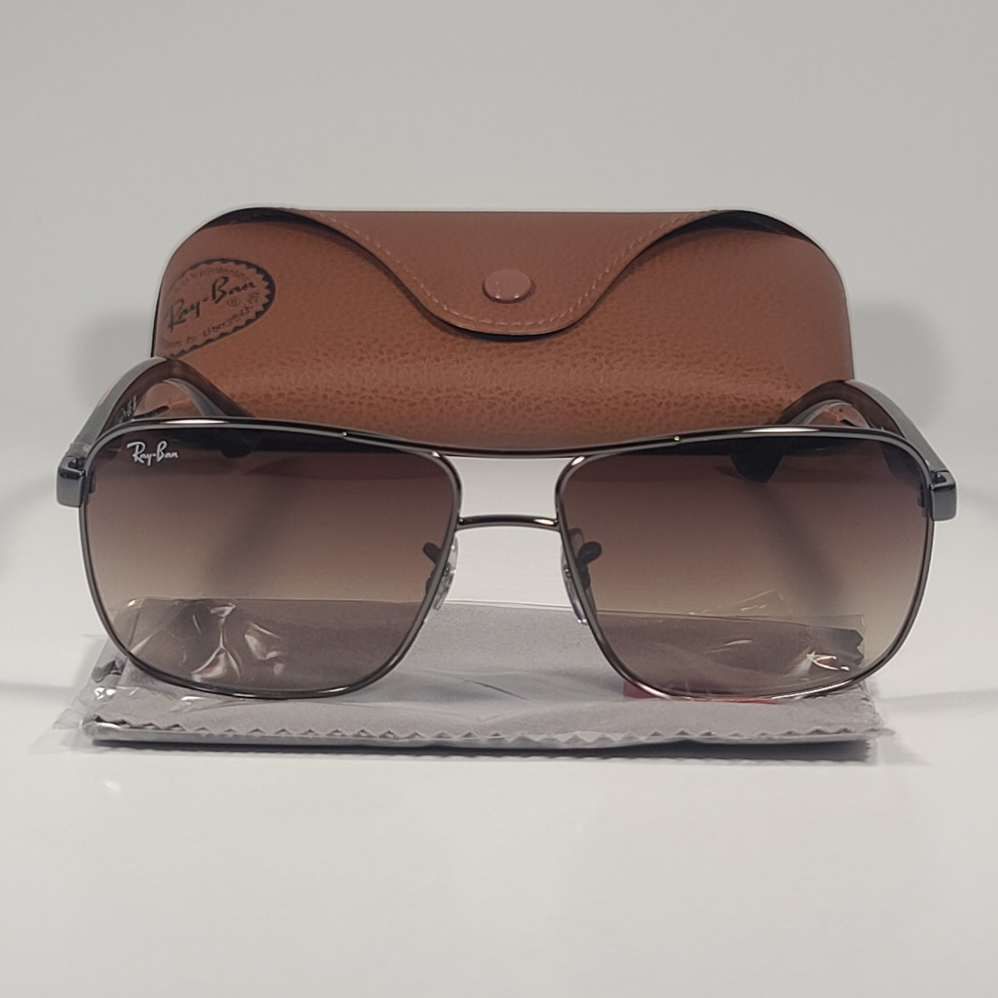 Ray-Ban Navigator Sunglasses Gunmetal Brown Gradient Rectangle Lens RB3516 004/13 - Sunglasses