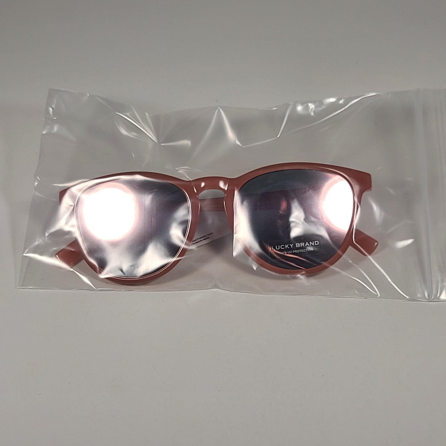 Lucky Brand SLBD118 PINK Round Sunglasses Pink Frame Pink Flash Mirror Lens - Sunglasses