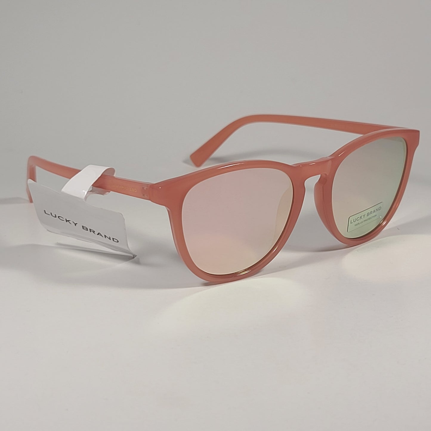 Lucky Brand SLBD118 PINK Round Sunglasses Pink Frame Pink Flash Mirror Lens - Sunglasses