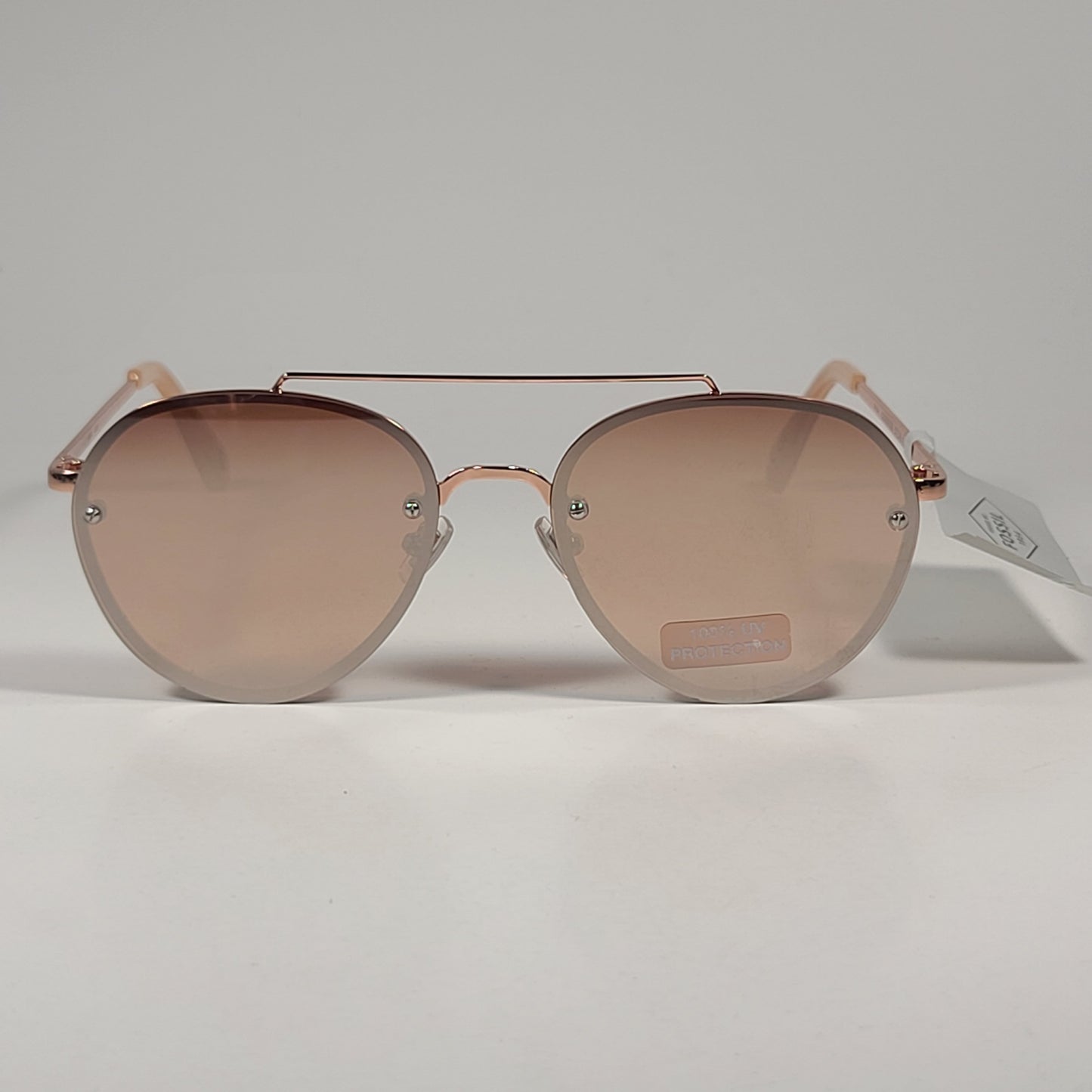 Fossil FW199 Rimless Pilot Sunglasses Rose Gold Frame And Flash Lens 57mm - Sunglasses