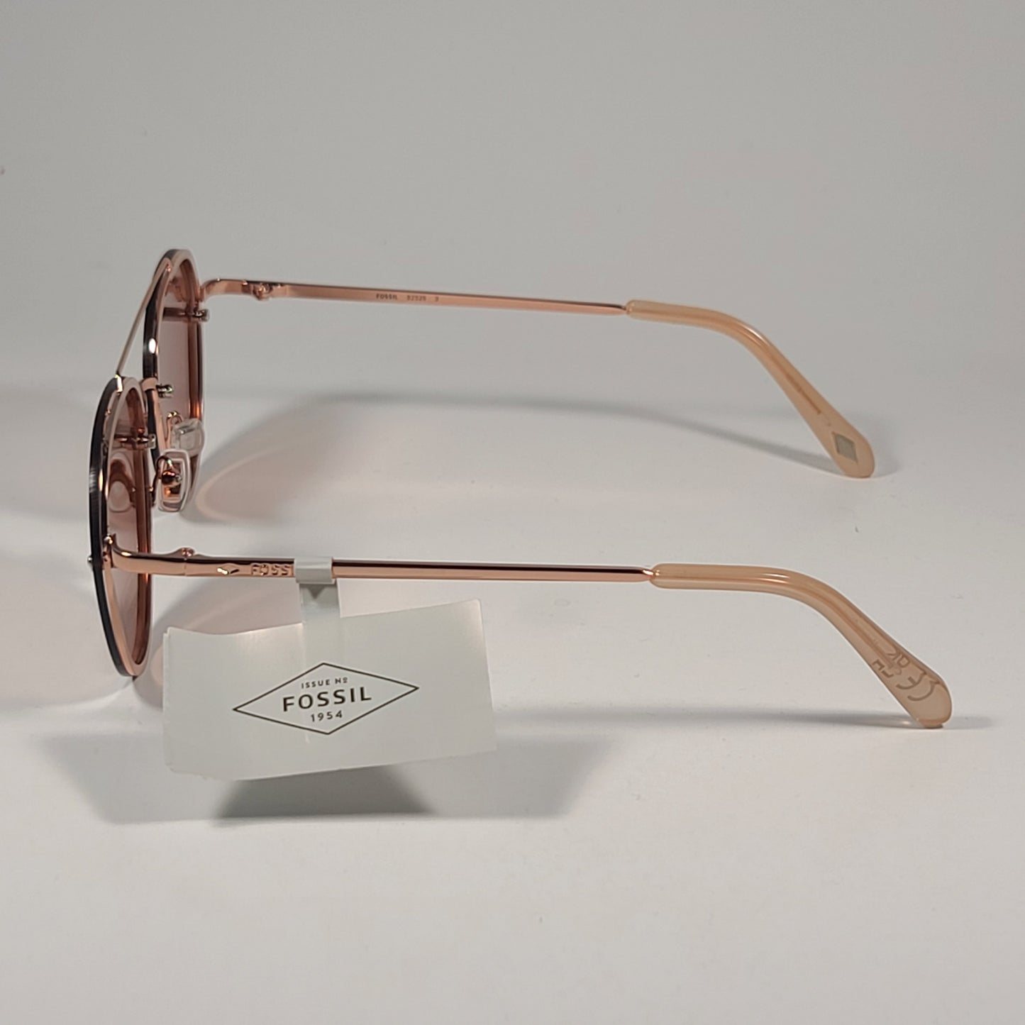 Fossil FW199 Rimless Pilot Sunglasses Rose Gold Frame And Flash Lens 57mm - Sunglasses