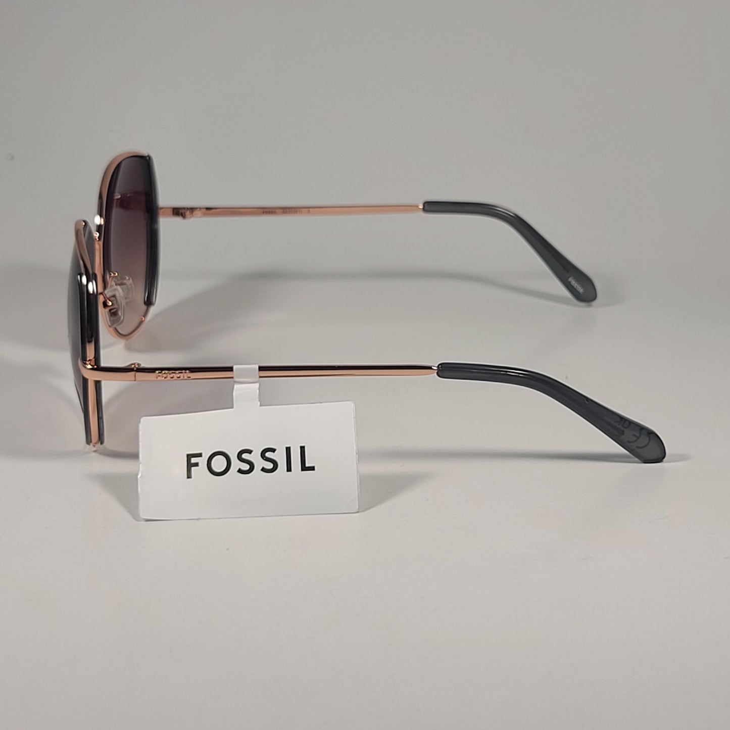 Fossil FW158 Butterfly Sunglasses Rose Gold Gray Frame Brown Gradient Lens 59mm - Sunglasses