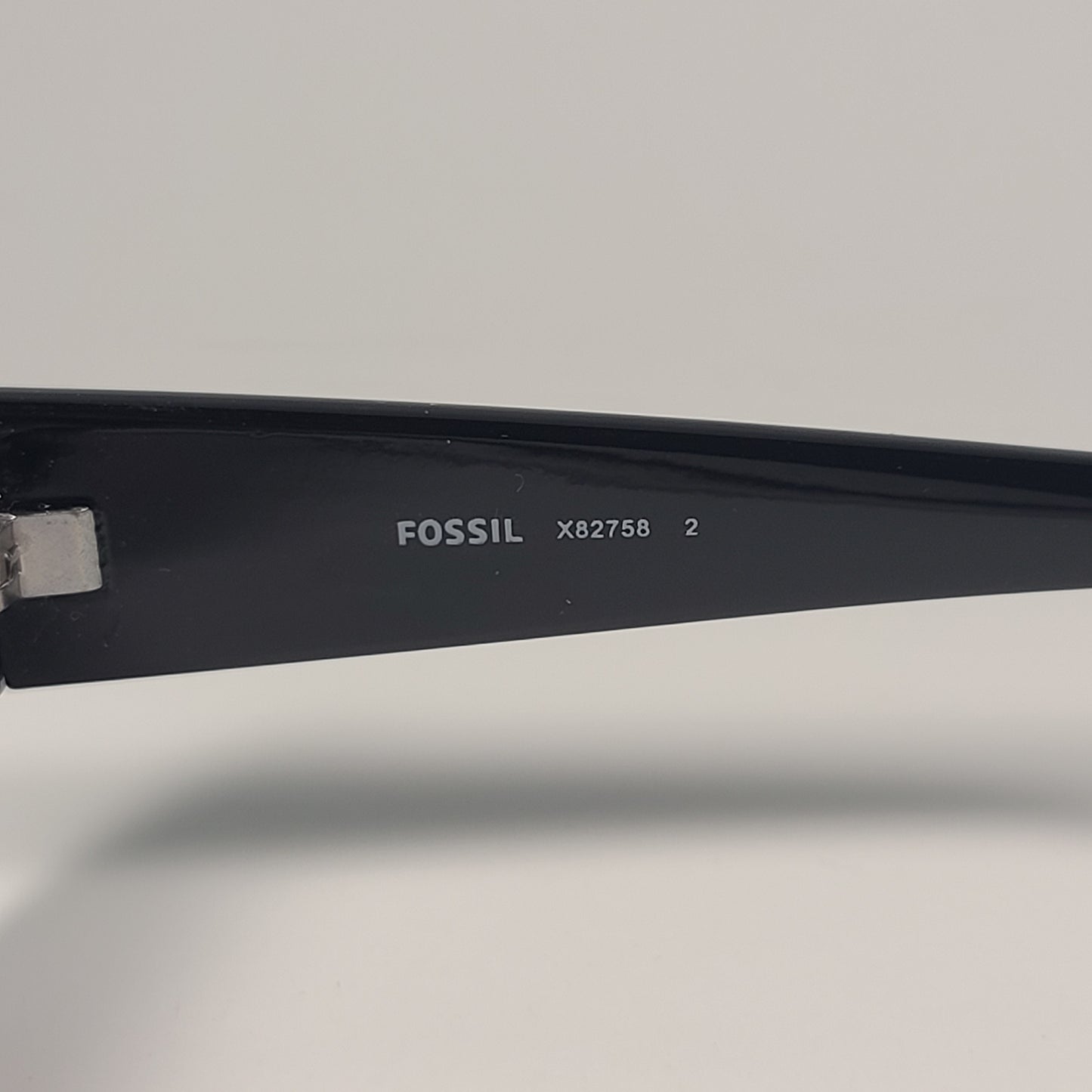 Fossil Oval FW241 Sunglasses Shiny Black Frame Smoke Gradient Lens 55mm - Sunglasses