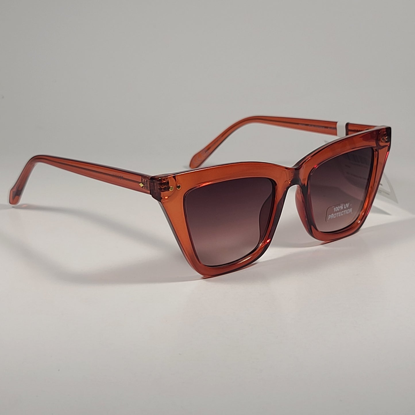 Fossil FW230 Cat Eye Sunglasses Orange Demi Frame Brown Gradient Lens 51mm - Sunglasses
