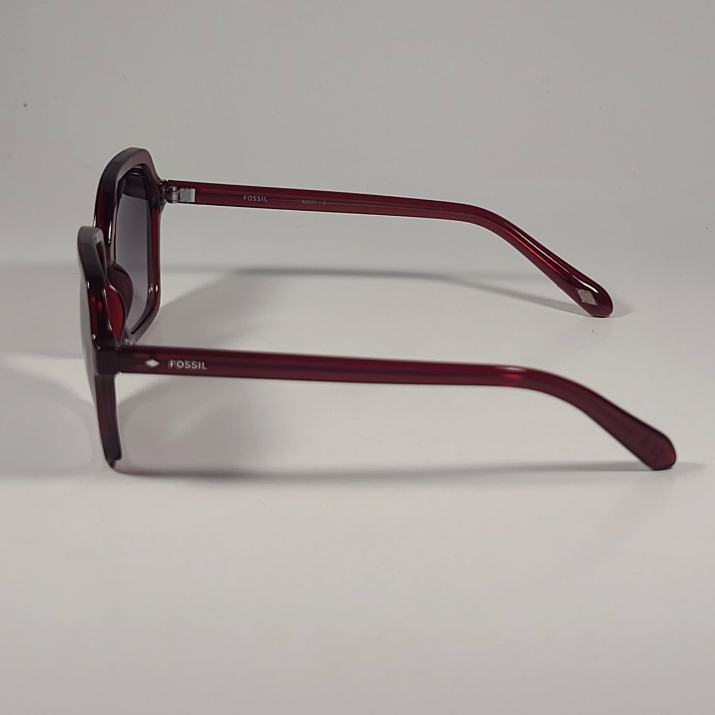 Fossil FW204 Geometric Hexagon Sunglasses Red Frame Smoke Gradient Lens 53mm - Sunglasses