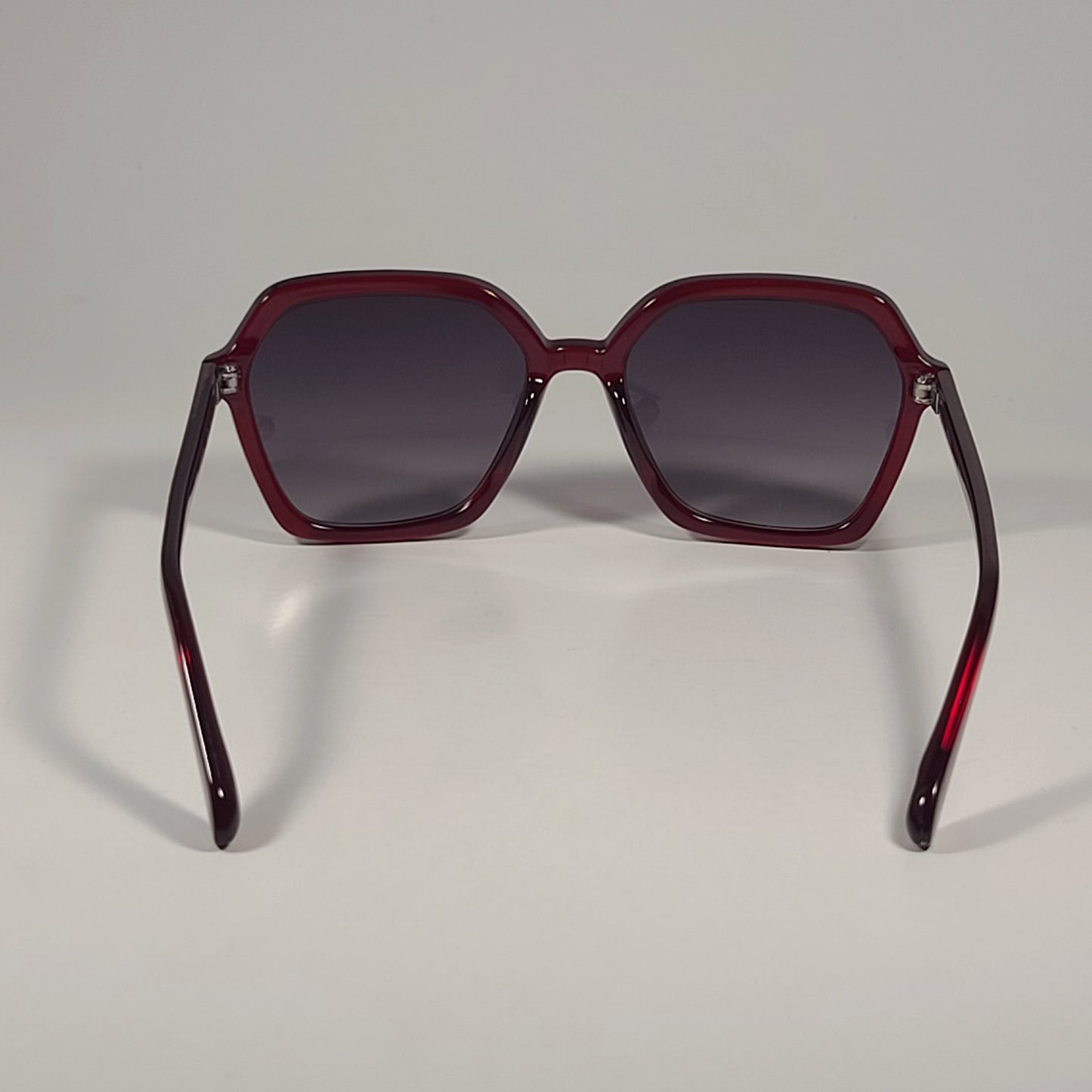 Fossil FW204 Geometric Hexagon Sunglasses Red Frame Smoke Gradient Lens 53mm - Sunglasses