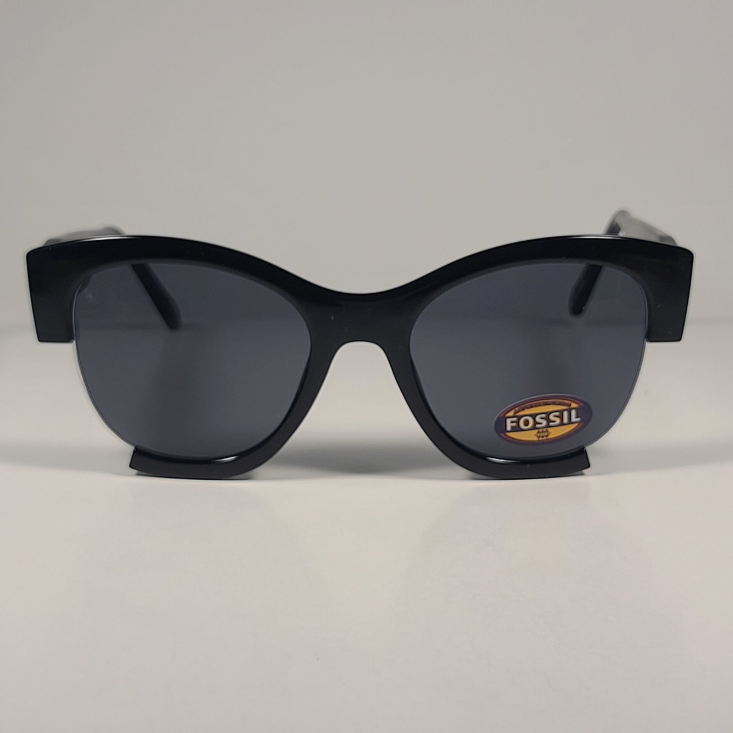 Fossil FW197 Cat Eye Oversize Sunglasses Black Frame Gray Tinted Lens 56mm - Sunglasses