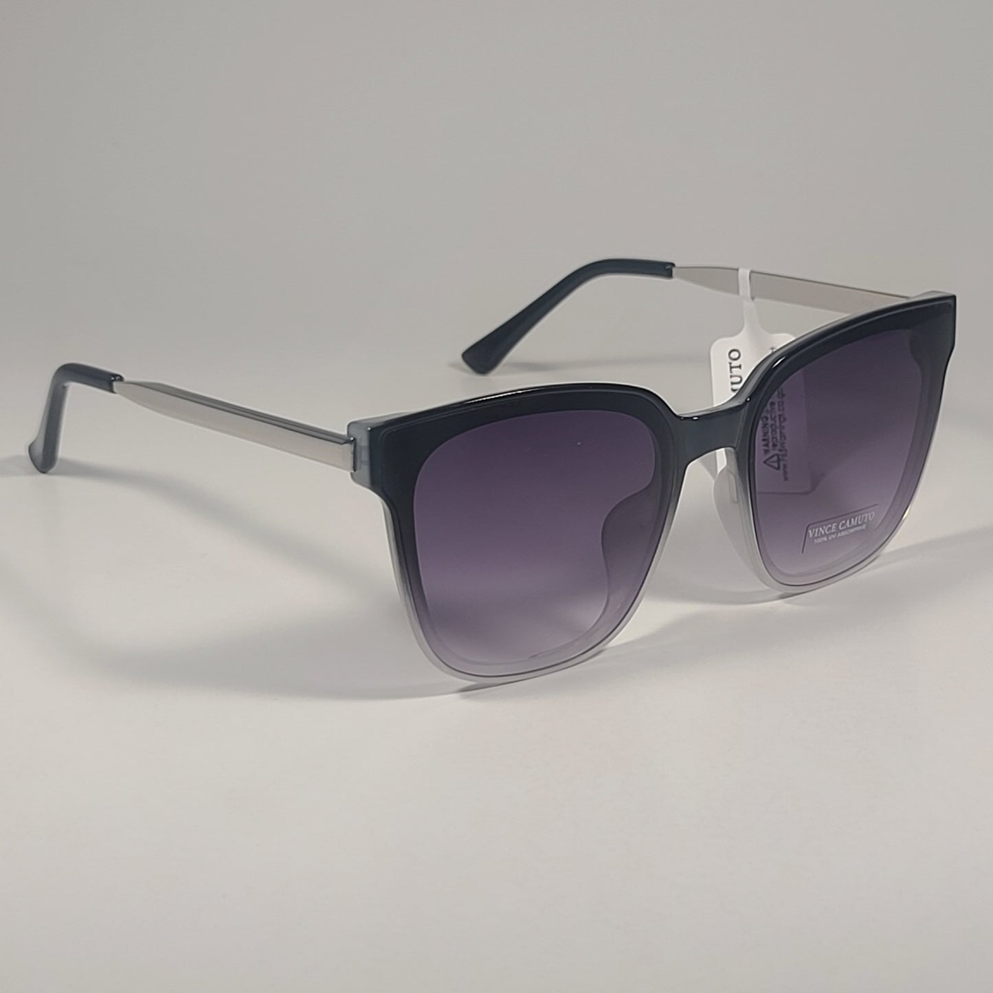 Vince Camuto VC1166 OXGY Oversize Square Sunglasses Black Silver Gray Gradient Sunglasses