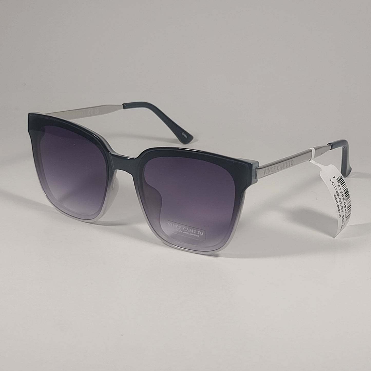 Vince Camuto VC1166 OXGY Oversize Square Sunglasses Black Silver Gray Gradient Sunglasses