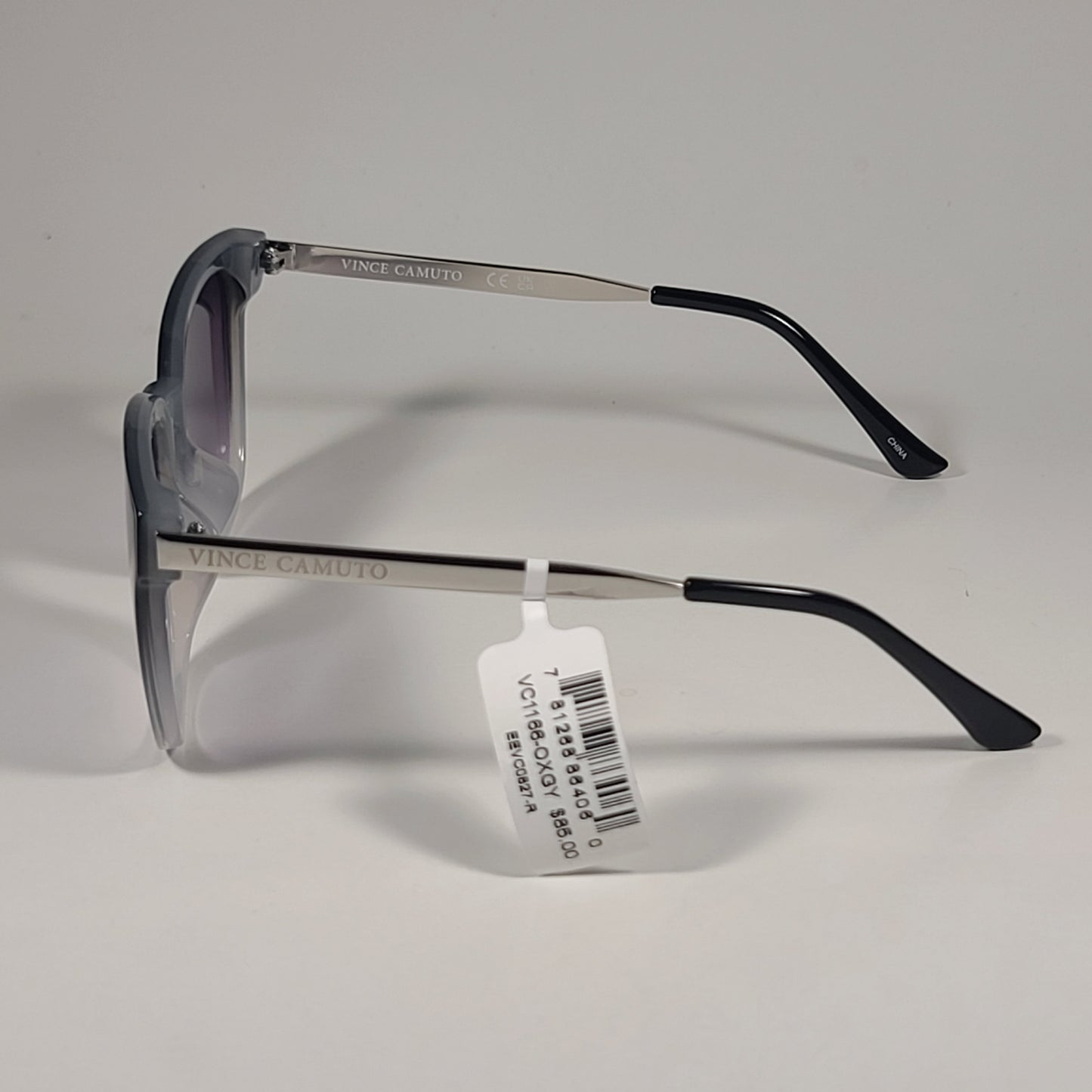 Vince Camuto VC1166 OXGY Oversize Square Sunglasses Black Silver Gray Gradient Sunglasses