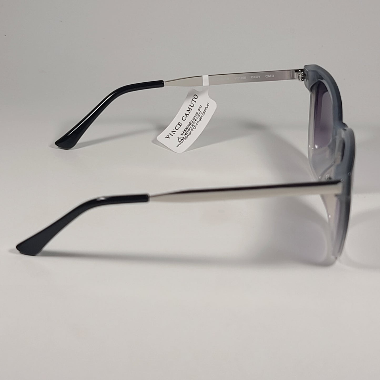 Vince Camuto VC1166 OXGY Oversize Square Sunglasses Black Silver Gray Gradient Sunglasses