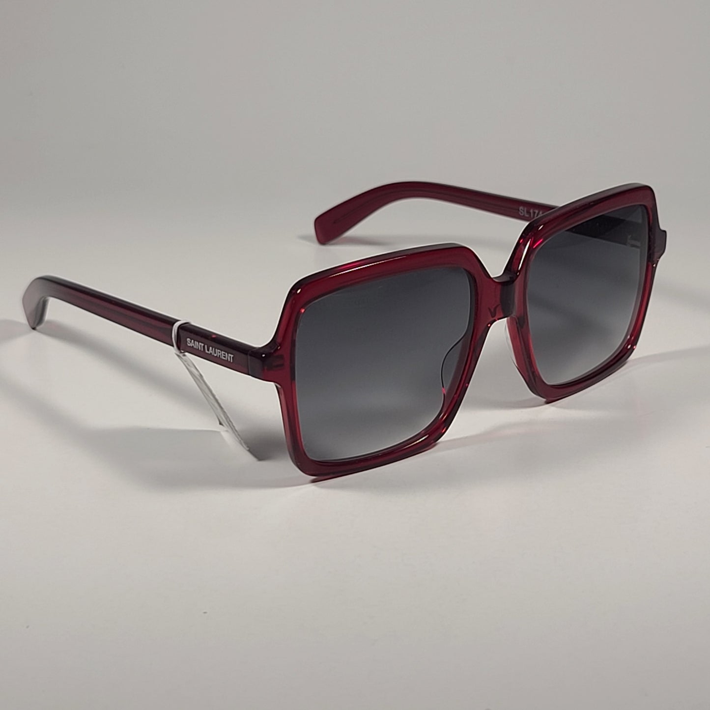 Saint Laurent SL174 003 Women’s Square Sunglasses Red Frame Gray Gradient Lens Sunglasses