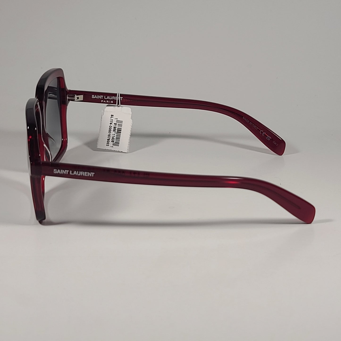 Saint Laurent SL174 003 Women’s Square Sunglasses Red Frame Gray Gradient Lens Sunglasses