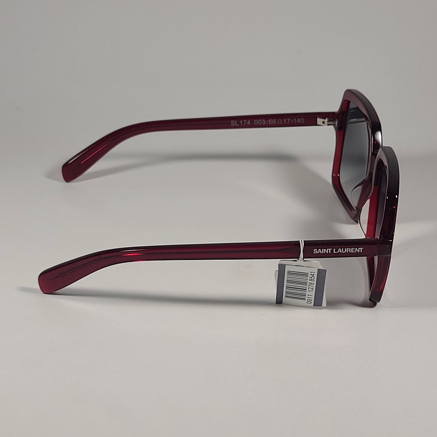 Saint Laurent SL174 003 Women’s Square Sunglasses Red Frame Gray Gradient Lens Sunglasses