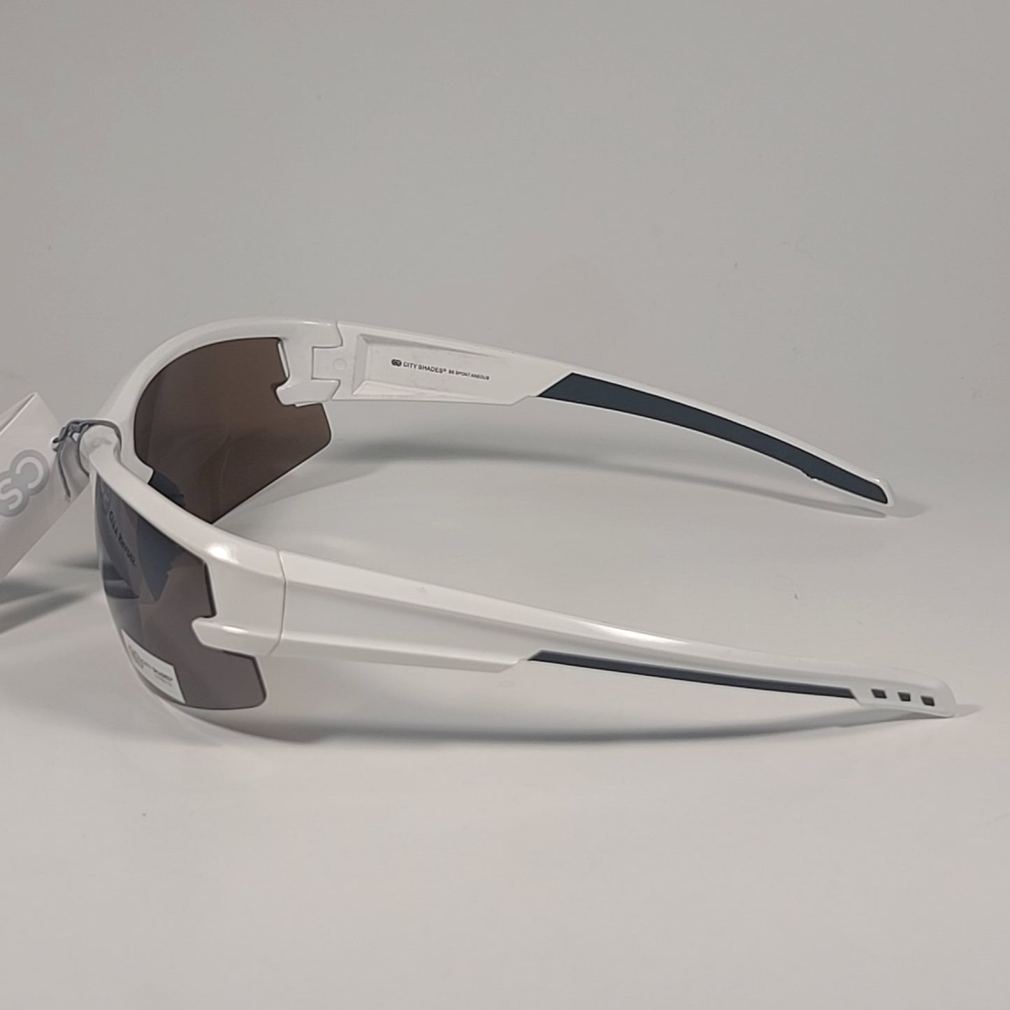 City Shades 6328 Sport Wrap Sunglasses White Frame Brown Tinted Lens - Sunglasses