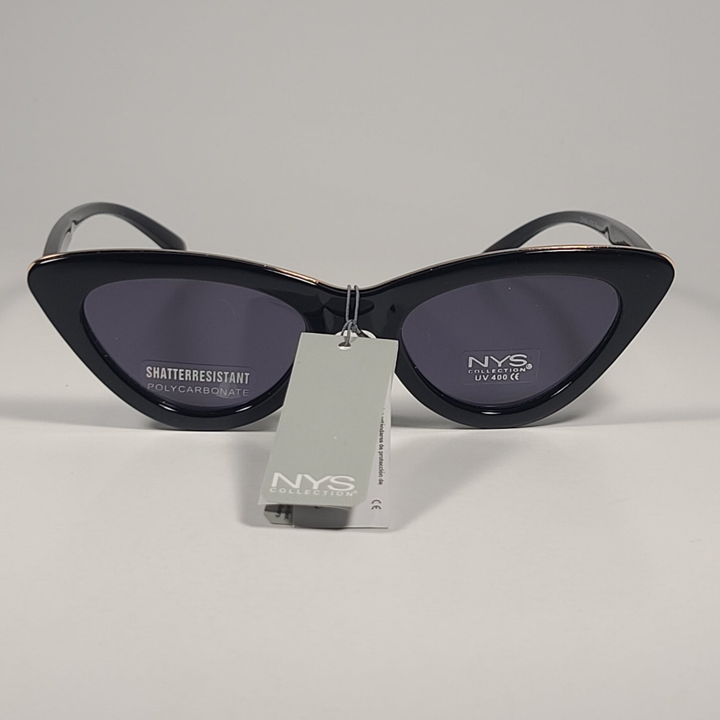 NYS 4753 Regent Place Cat Eye Sunglasses Black Frame / Gray Tinted Lens - Sunglasses