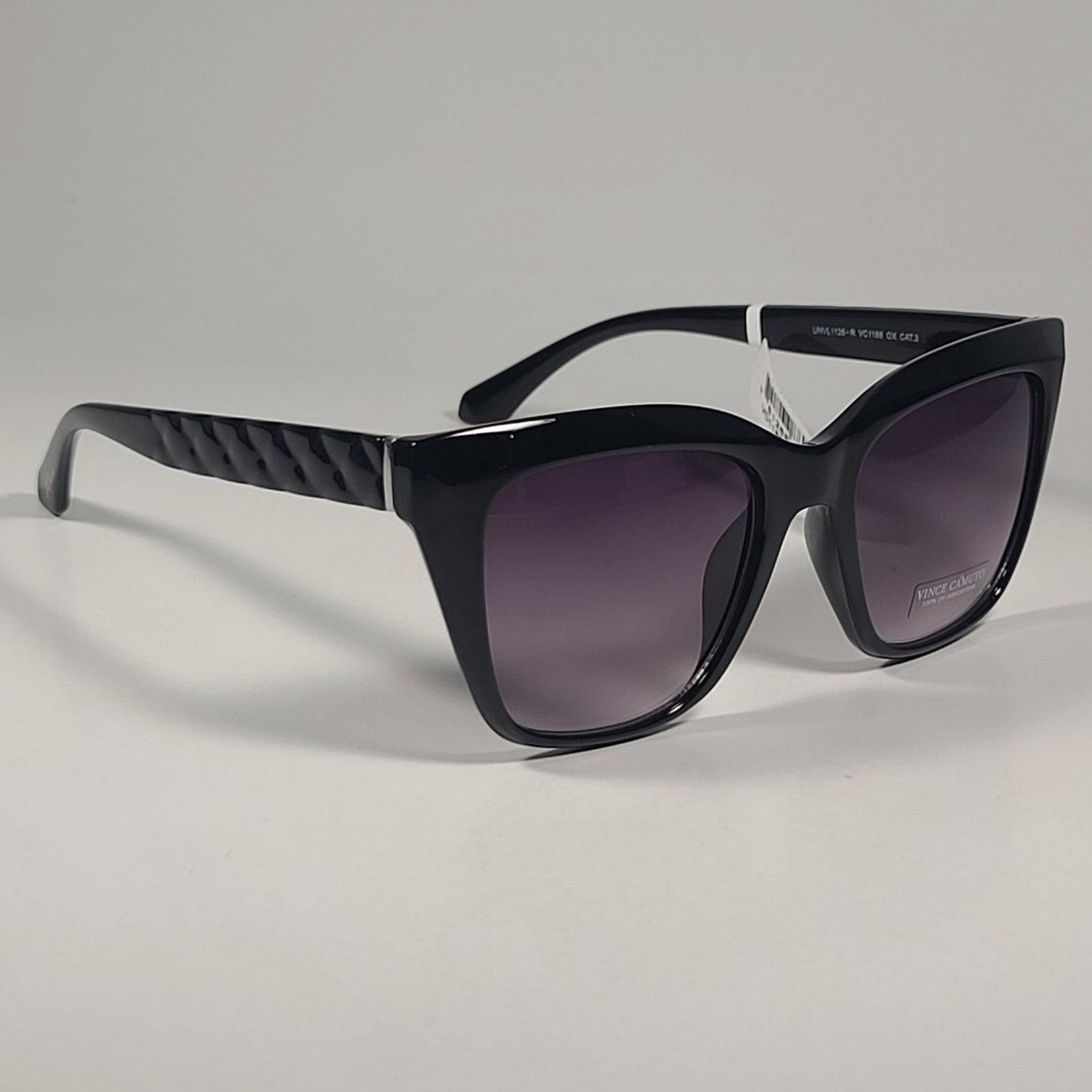 Vince Camuto VC1188 OX Cat Eye Sunglasses Shiny Black Frame Smoke Gradient Lens - Sunglasses