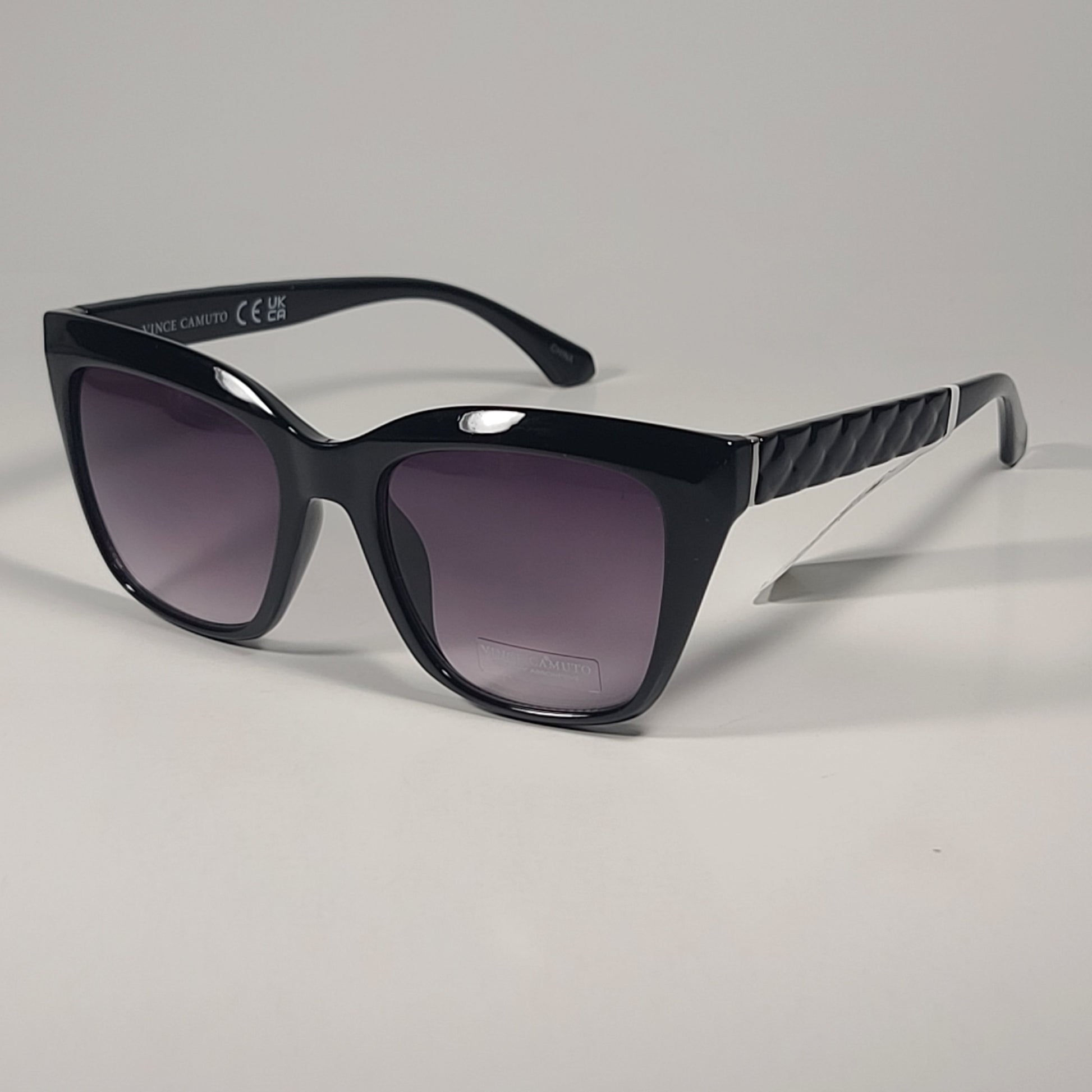 Vince Camuto VC1188 OX Cat Eye Sunglasses Shiny Black Frame Smoke Gradient Lens - Sunglasses