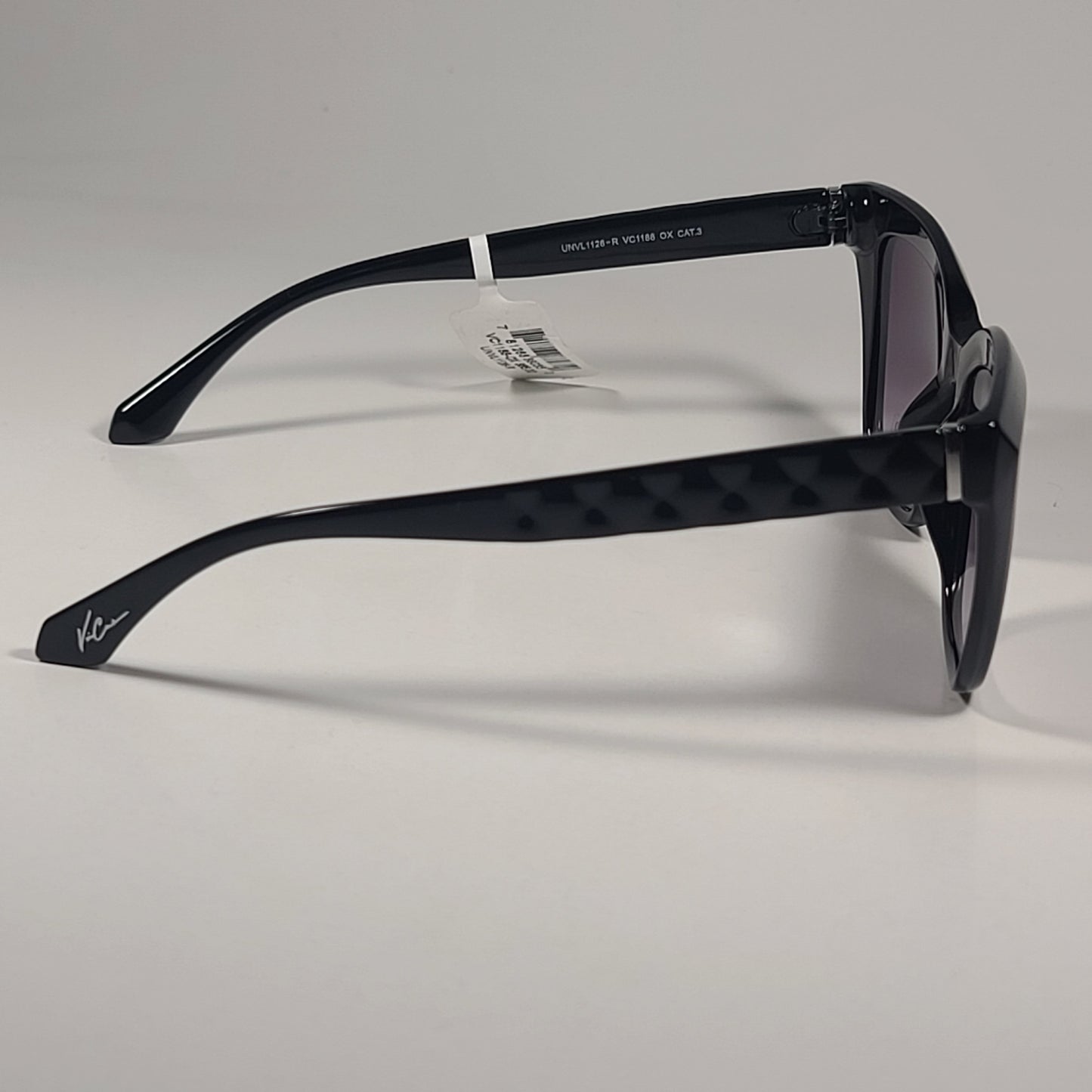 Vince Camuto VC1188 OX Cat Eye Sunglasses Shiny Black Frame Smoke Gradient Lens - Sunglasses
